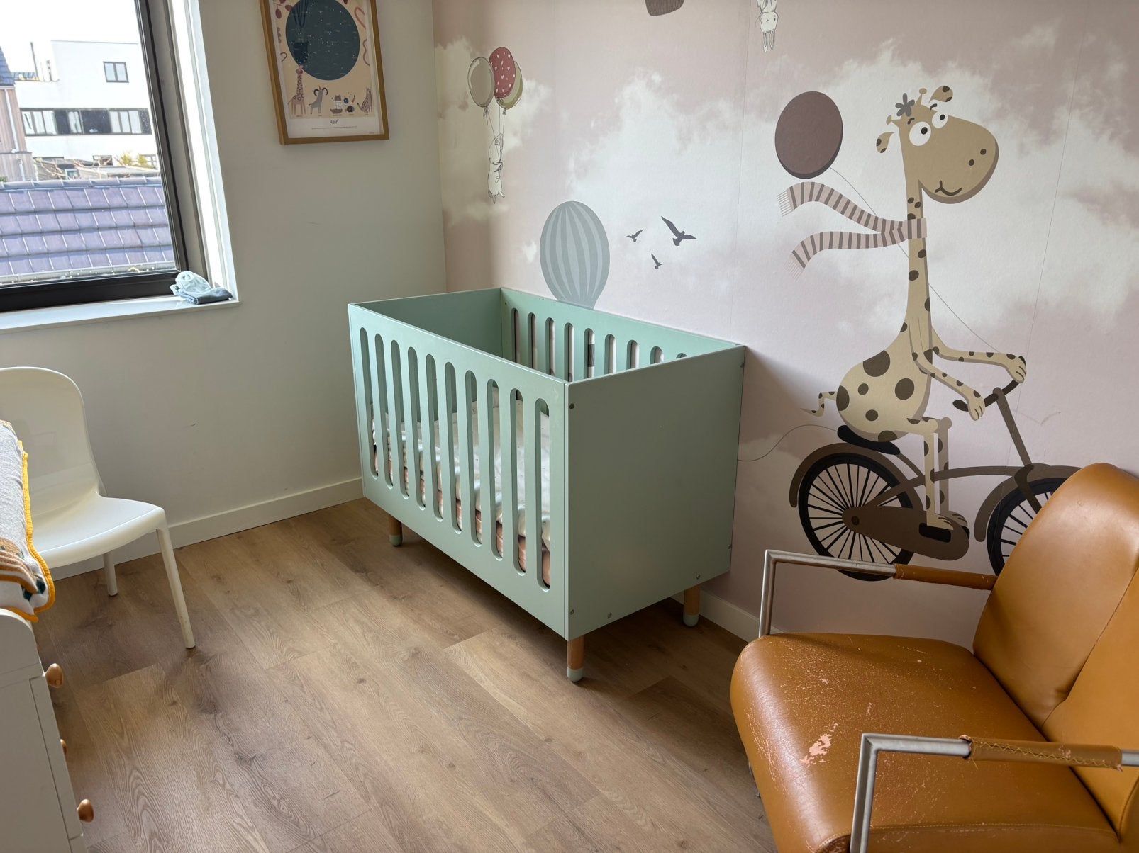 Babybedje/peuterbedje Flexa Dots 60x120 mint groen, Ophalen, Gebruikt, Ledikant