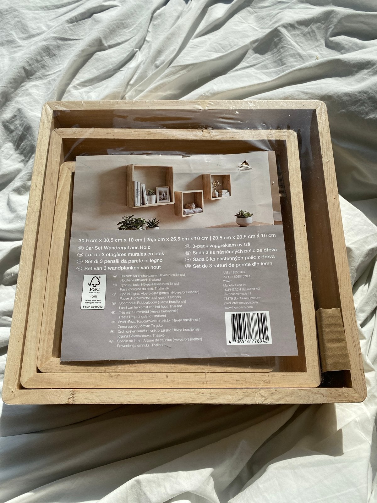 Set van 3 houten wandplanken - Nieuw in verpakking, Ophalen, Nieuw