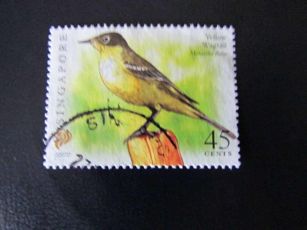 Postzegel Vogel: Gele Kwikstaart uit Singapore, Ophalen of Verzenden, Gestempeld, Dier of Natuur