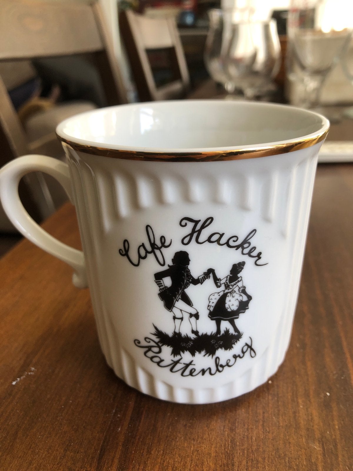 Vintage mokken Cafe Hacker Rartenberg & Mozart Melange, Huis en Inrichting, Ophalen, Overige merken, Keramiek, Vintage
