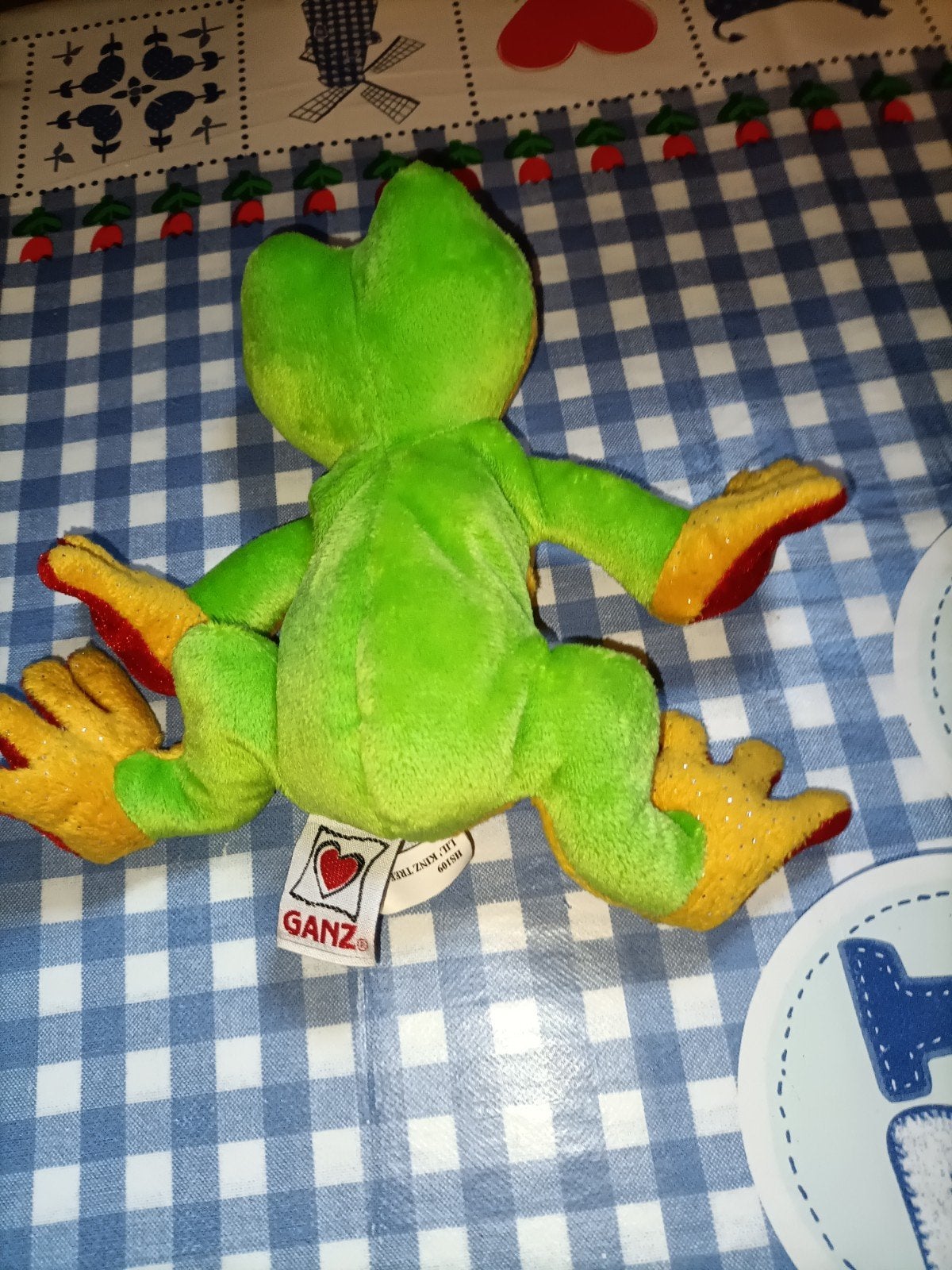 Ganz kikker knuffel groen en geel 17 cm groot, Ophalen of Verzenden, Zo goed als nieuw