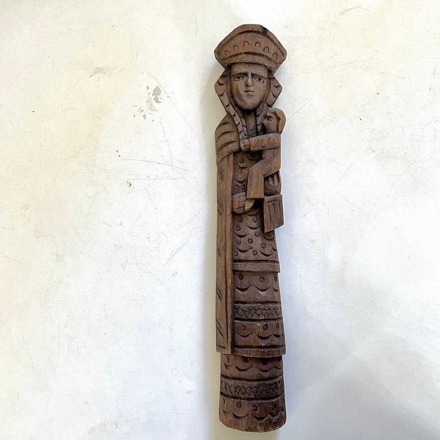 Oud houten beeld van Maria met Kind, Antiek en Kunst, Kunst | Beelden en Houtsnijwerken, Ophalen of Verzenden