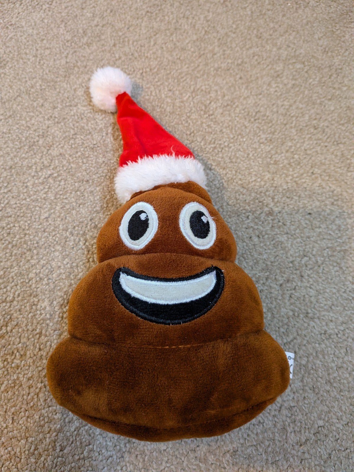 Poep Emoji Knuffel met Kerstmuts - Zo goed als nieuw, Overige merken, Overige karakters, Overige typen, Ophalen of Verzenden
