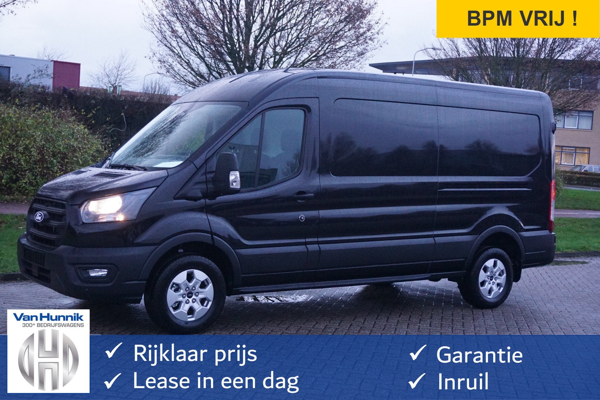 Ford Transit 350L L3H2 Trend AUT 130PK BPM VRIJ Sync4 Navi,, Achterwielaandrijving, 4 cilinders, 2800 kg, Zwart