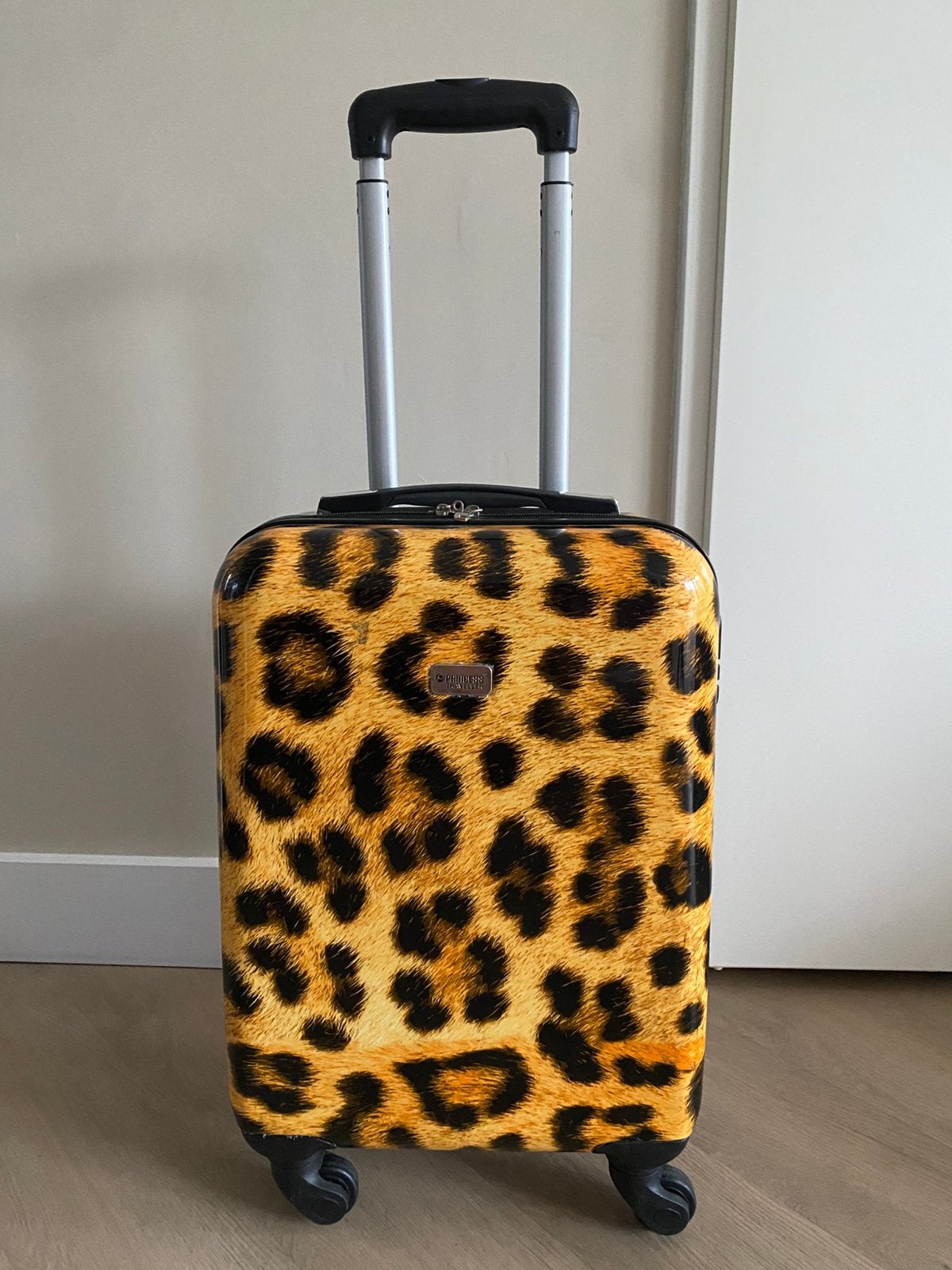 Handbagage cabine koffer princess panterprint, Ophalen, 50 tot 60 cm, Hard kunststof, Zo goed als nieuw