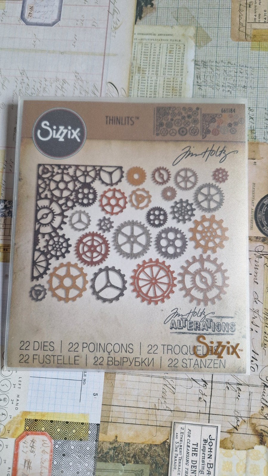 Sizzix Thinlits Stansset - Tandwielen (Tim Holtz), Gebruikt, Verzenden, Overige thema's, Gereedschap of Toebehoren