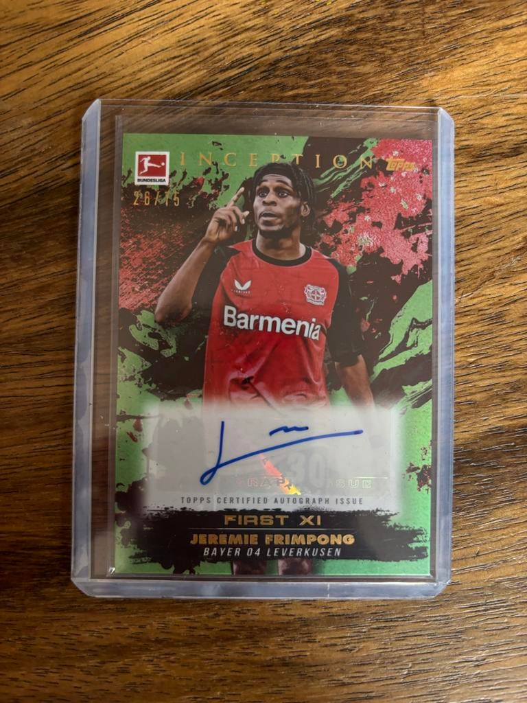 Jeremie Frimpong Autograph Kaart - Topps Inception Bundeslig, Ophalen of Verzenden, Zo goed als nieuw, Buitenlandse clubs, Spelerskaart