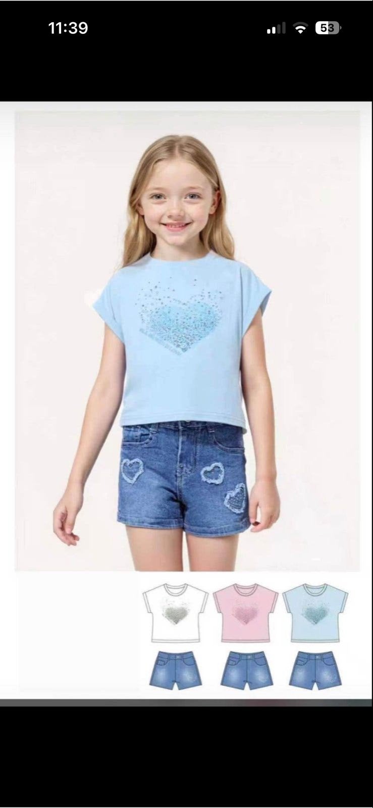 11 Nieuwe Kinder Setjes - T-shirt & Jeans Short, Kinderen en Baby's, Ophalen of Verzenden, Nieuw, Meisje