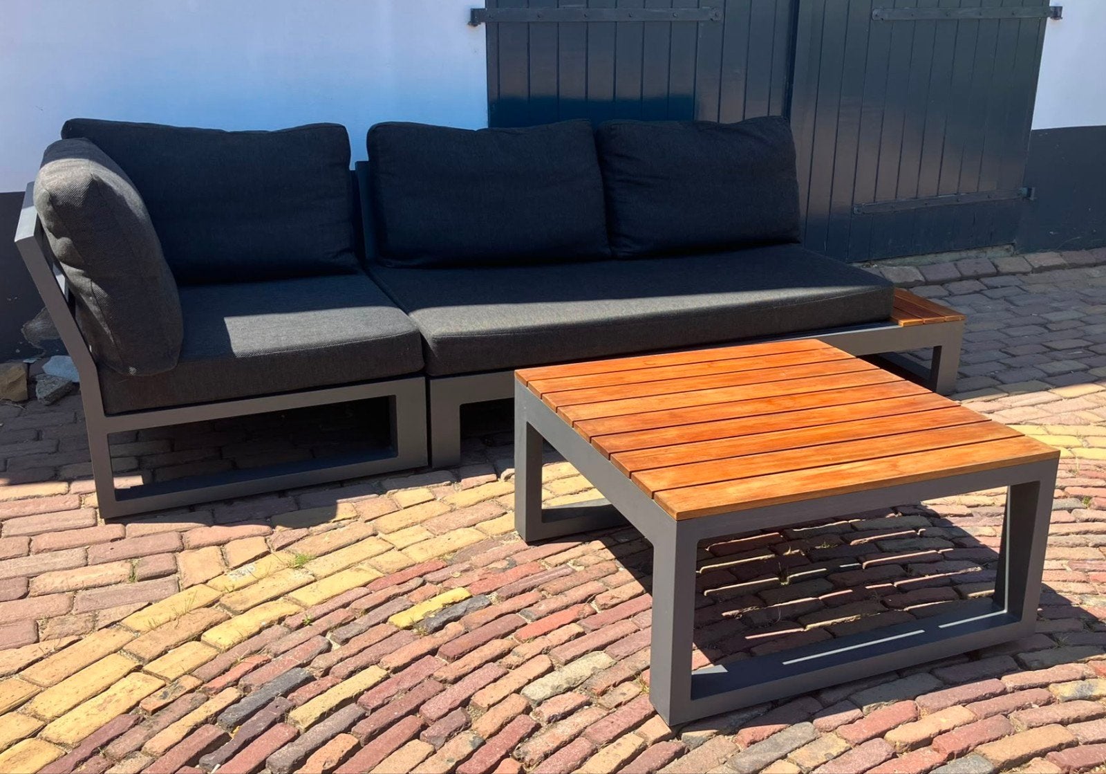 Life Outdoor Soho 3-delige loungeset stoffen all weather, Ophalen, 4 zitplaatsen, Bank, Aluminium