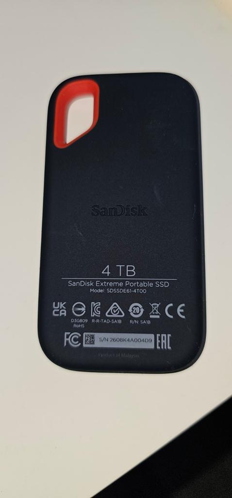 Sandisk Extreme Portable SSD 4 TB, SSD, Sandisk, Ophalen of Verzenden, Zo goed als nieuw