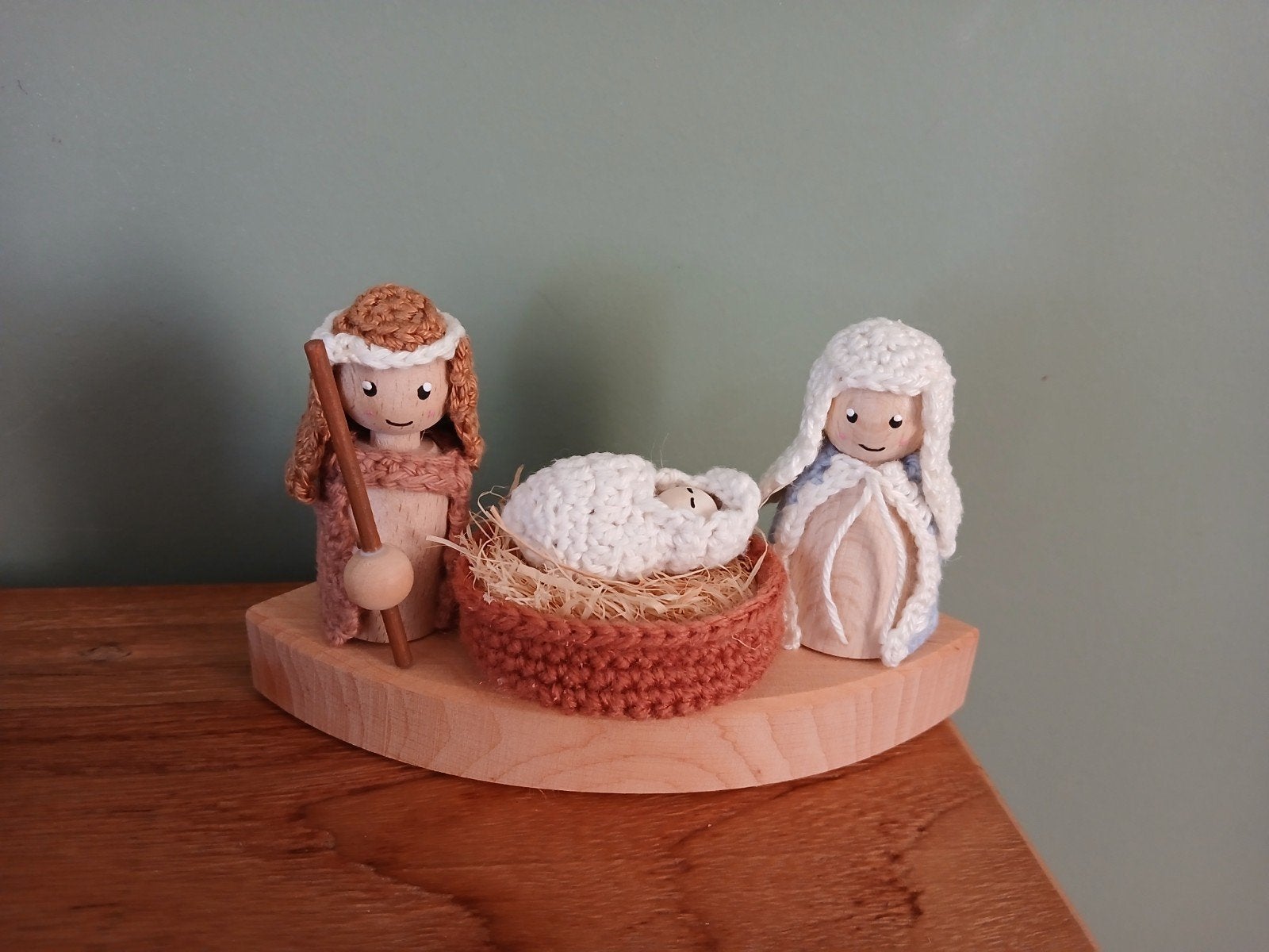 Jaarringsteker set of pegdoll kerststal, Jozef, Maria Jezus, Ophalen of Verzenden