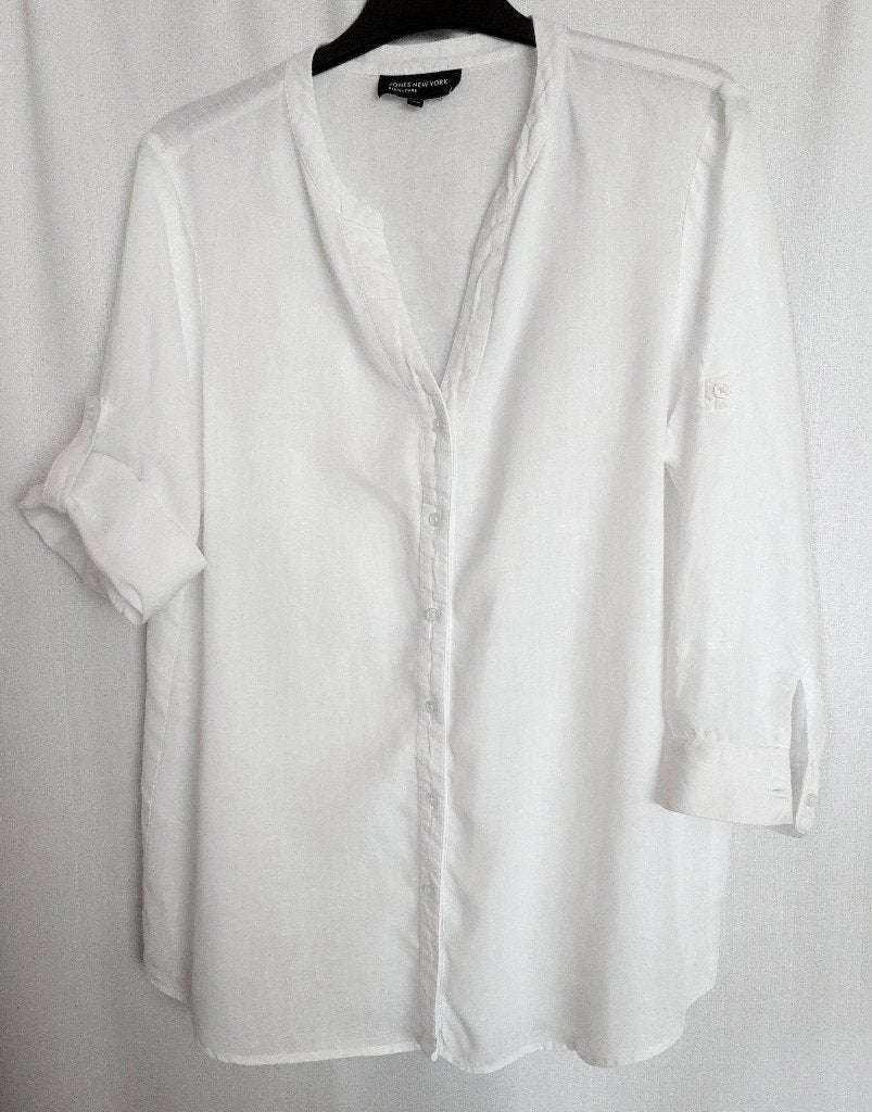 Dames blouse van Jones New York., Verzenden, Zo goed als nieuw, Maat 38/40 (M), Wit