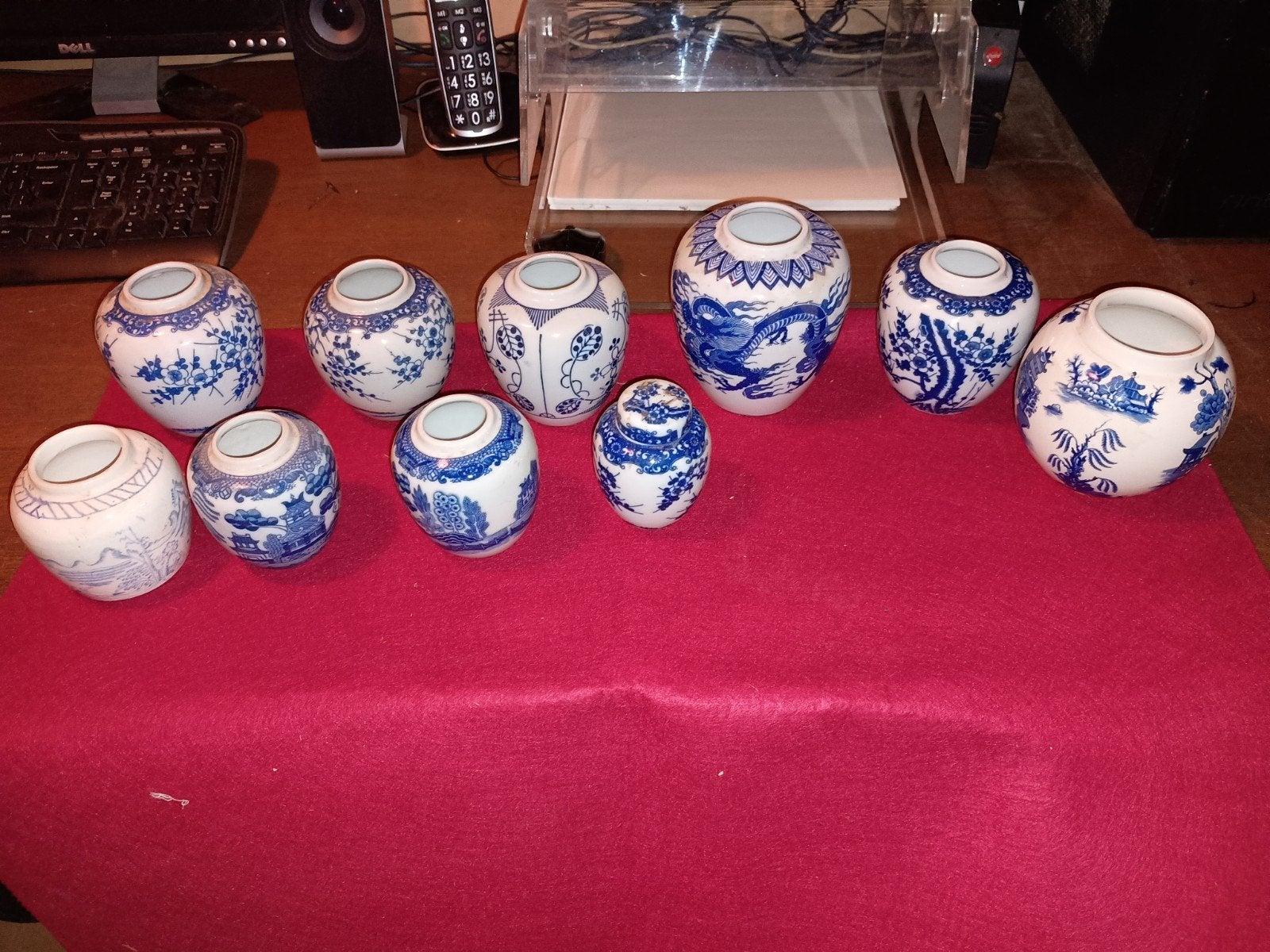 Set van 11 Delfts Blauw-stijl (gember)vazen/potten, Ophalen