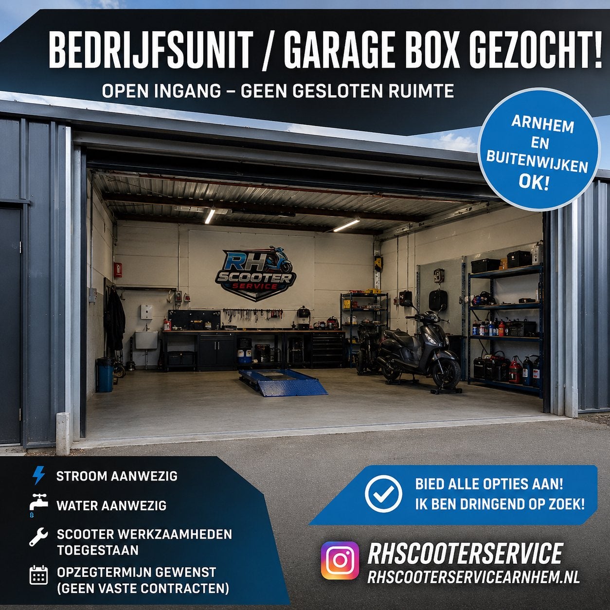 Bedrijfsunit of garagebox gezocht! Omgv arnhem