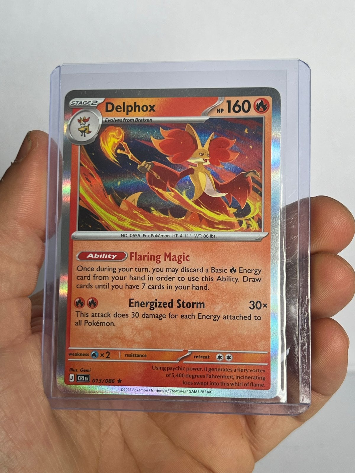 Pokemon Kaart Delphox 013/086 XY BreakPoint, Ophalen of Verzenden, Zo goed als nieuw, Losse kaart