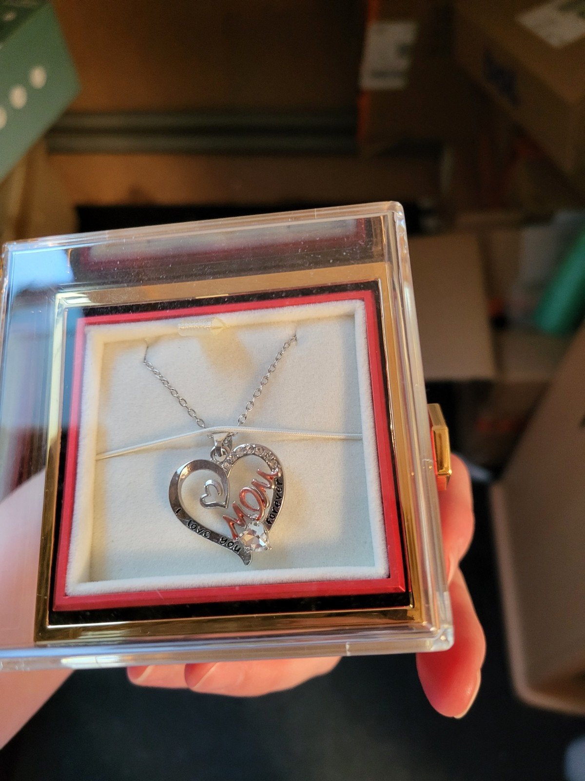 Nieuwe Ketting i love you mom forever in cadeau verpakking, Ophalen of Verzenden, Nieuw, Zilver, Overige materialen