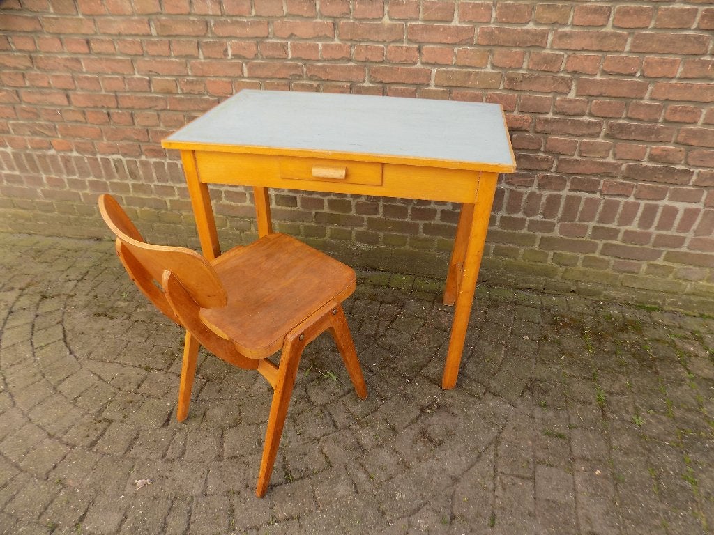 Tafel bureau sidetable vintage hout jaren 60 sixties lade, Huis en Inrichting, Ophalen of Verzenden, Gebruikt, Hout