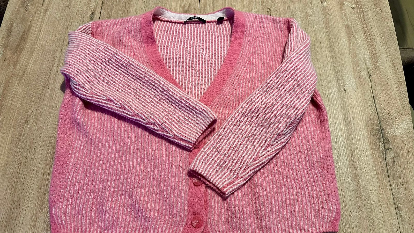 Esprit vest of trui, maat M, roze met wit, dames vest, Ophalen of Verzenden, Zo goed als nieuw, Maat 38/40 (M), Roze