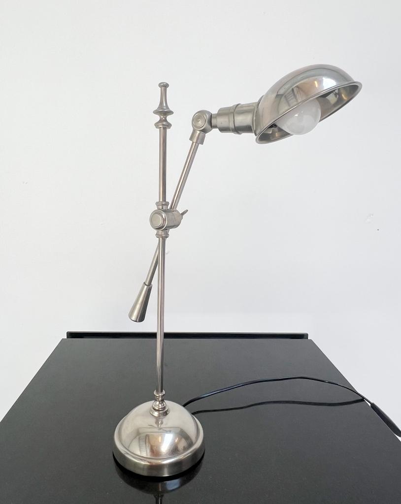 Zilverkleurige Bocx tafellamp (2 op voorraad), 1980's, Gebruikt, Vintage, Ophalen of Verzenden, Bocx