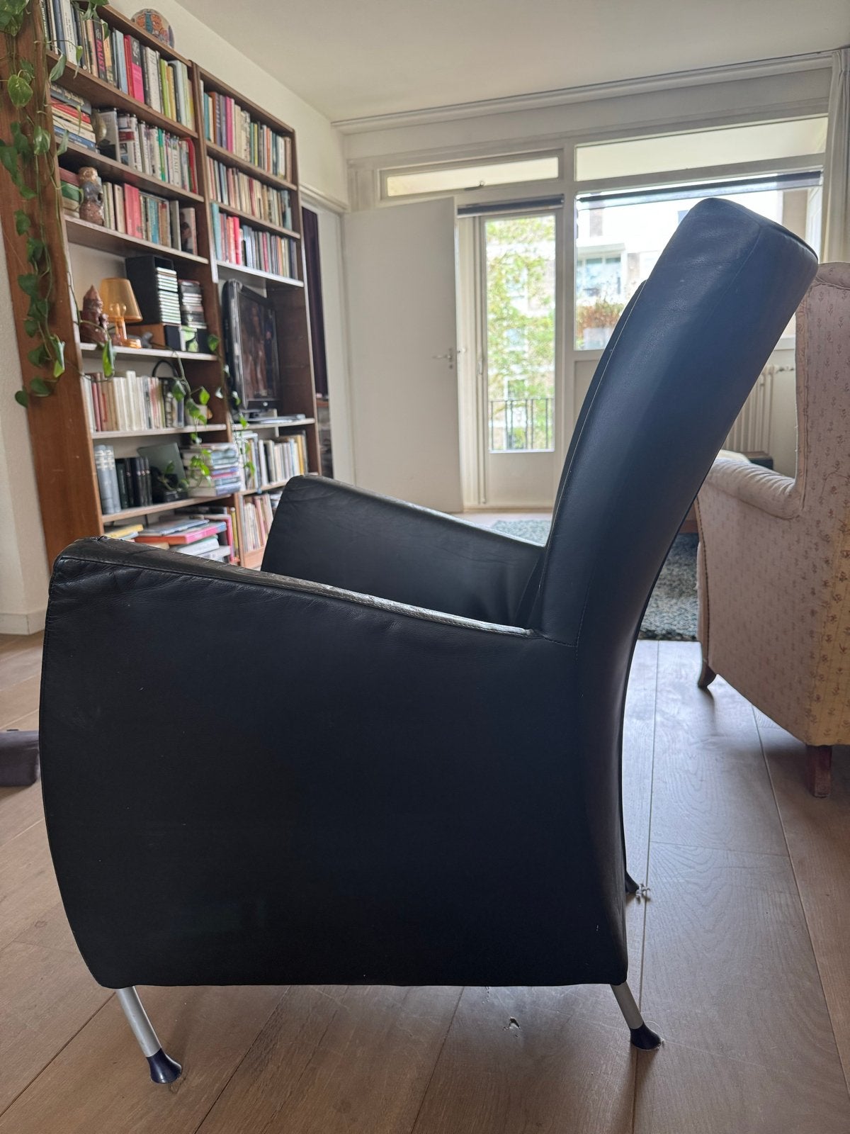 Montis Windy fauteuil - Zwart leer, Ophalen, Gebruikt, 50 tot 75 cm, Leer