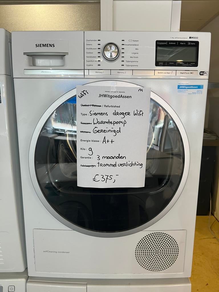 Siemens IQ800 🛜 Warmtepompdroger A++. Garantie en bezorgd., Witgoed en Apparatuur, Wasdrogers, Refurbished, Condens, Voorlader