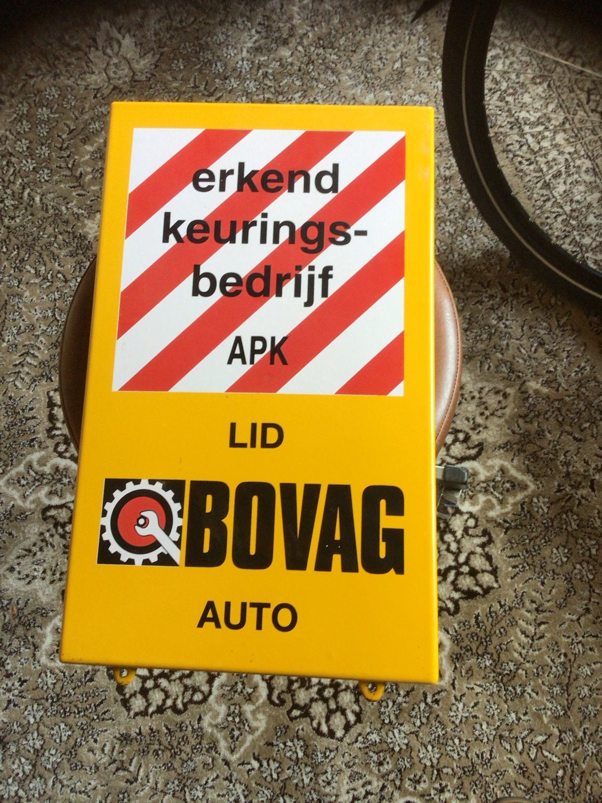 Emaille reclamebord BOVAG Erkend Keuringsbedrijf APK Auto, Ophalen of Verzenden