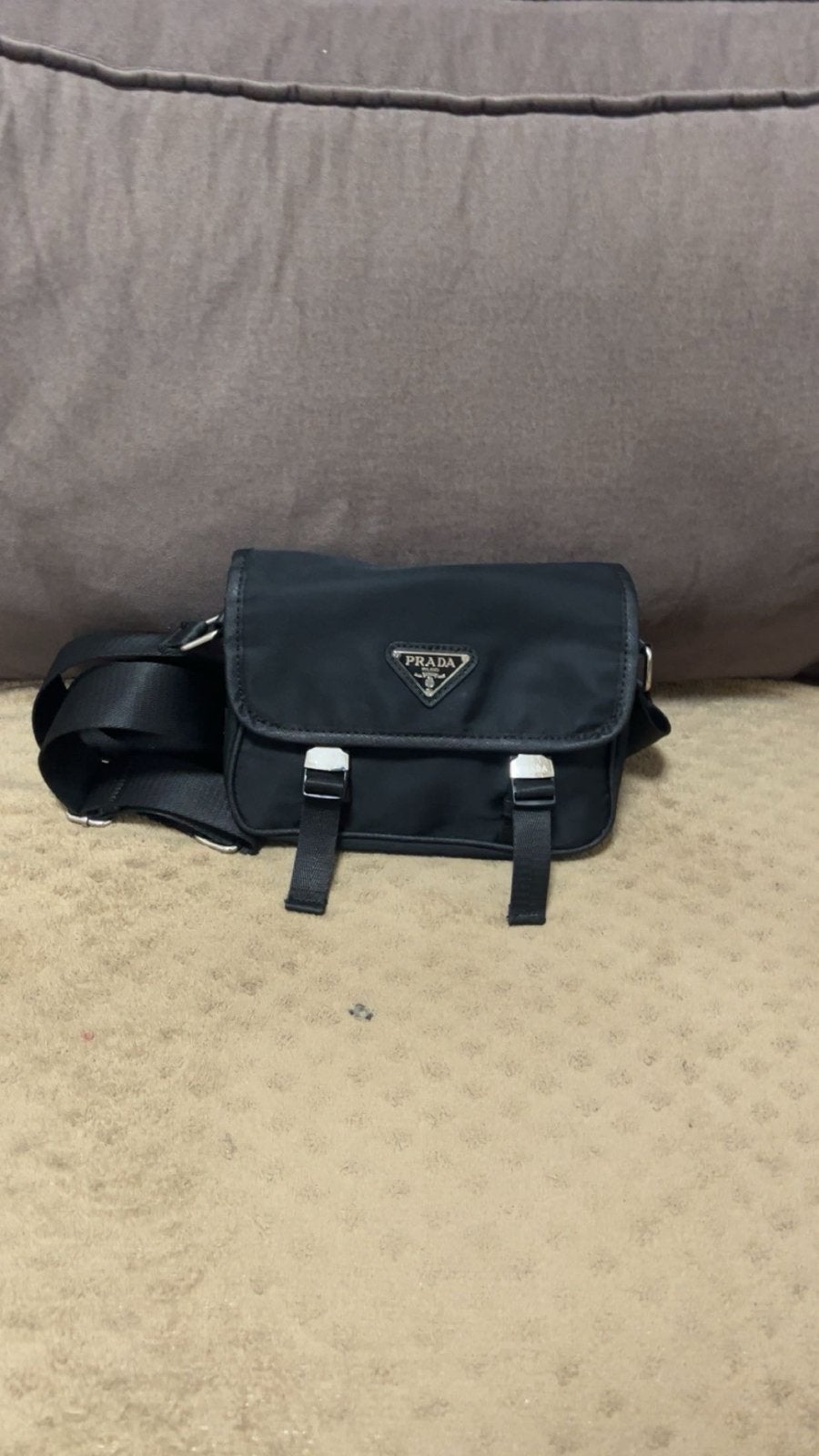Prada schoudertasje - Zwart nylon, Ophalen, Gebruikt, Zwart, Schoudertasje
