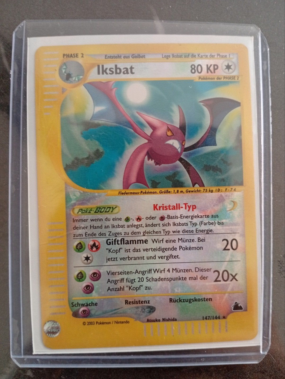 Iksbat (Crobat) Pokémon kaart - Kristal-Type, Ophalen of Verzenden, Zo goed als nieuw, Losse kaart