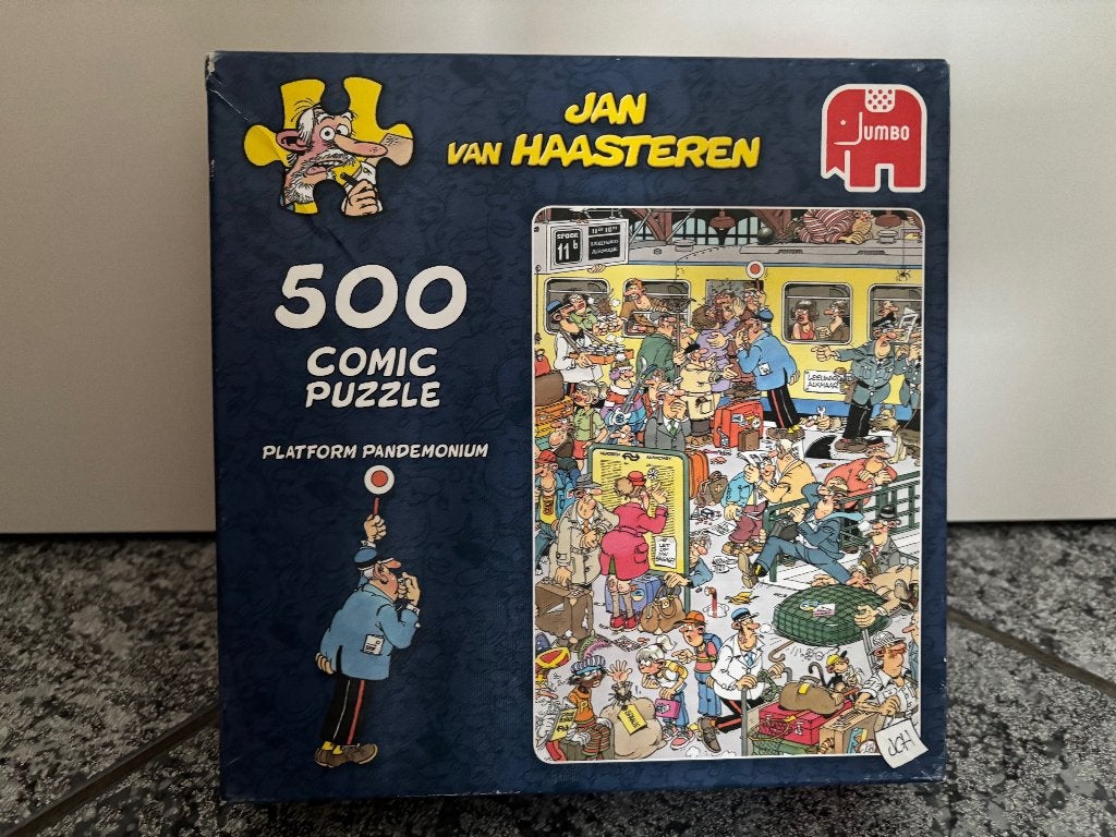 * ALS NIEUW! Jan van Haasteren-puzzel Platform pandemonium *, Ophalen of Verzenden, 500 t/m 1500 stukjes, Zo goed als nieuw, Legpuzzel