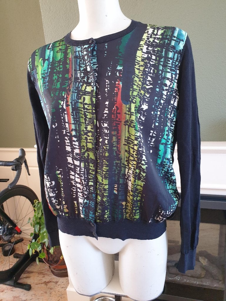COS mooie zwart groene print vest vestje M 38 40, Maat 38/40 (M), COS, Verzenden, Zwart