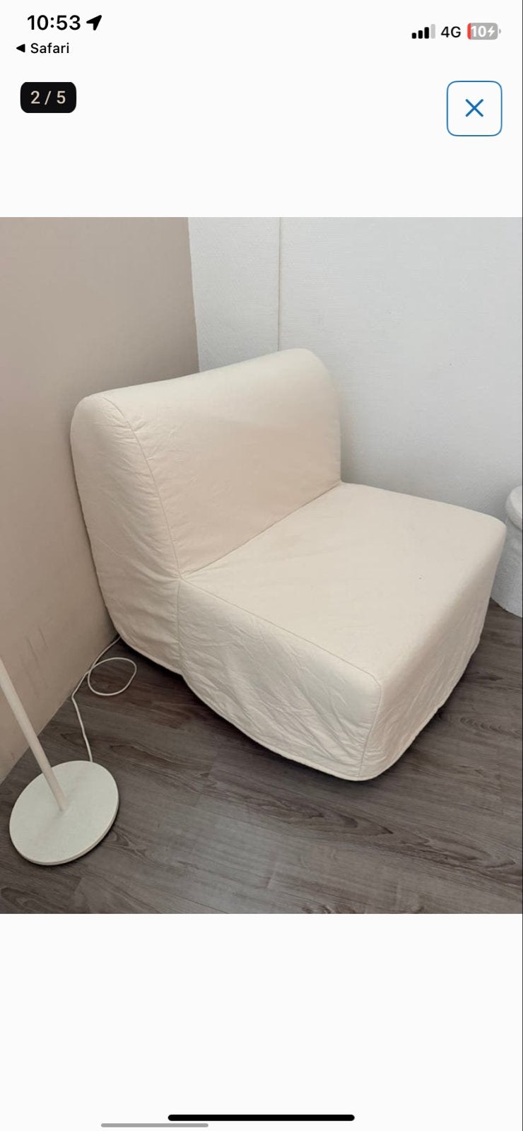 Ikea Lycksele slaapfauteuil - Zo goed als nieuw, Ophalen, Eenpersoons, Wit, 190 cm of minder