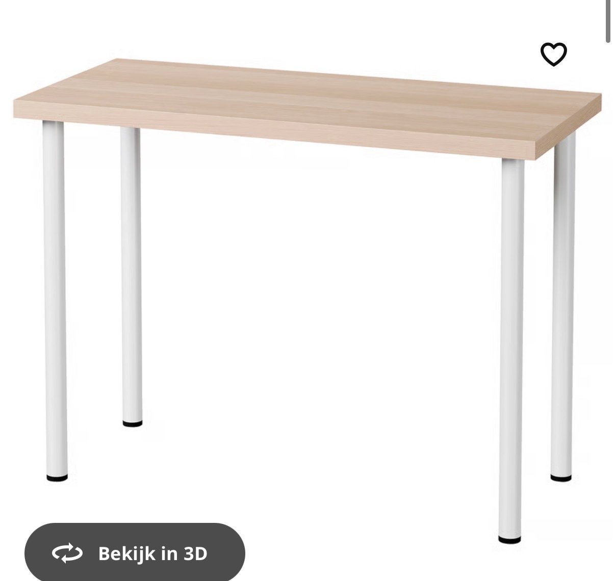 Ikea Linnmon/Adils Tafel - Wit gelazuurd eikeneffect, Ophalen, Spaanplaat of MDF, 45 cm, Zo goed als nieuw