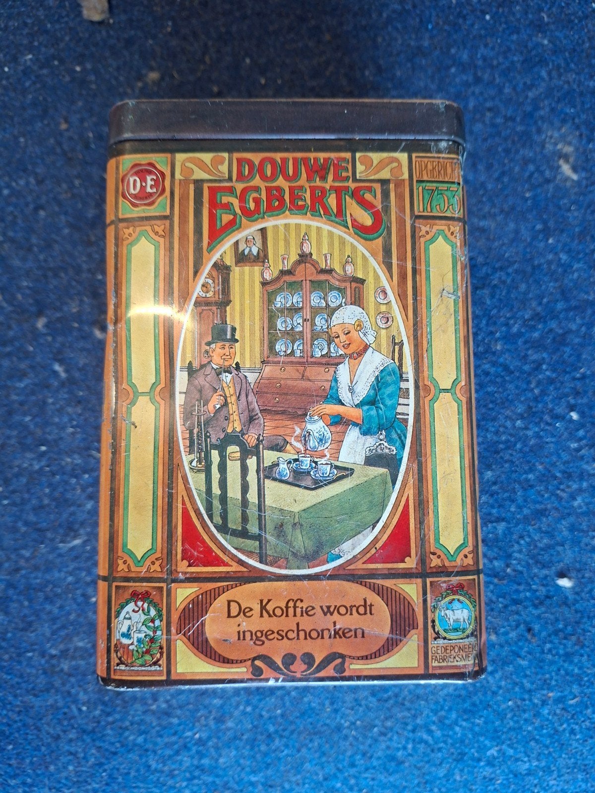 Vintage Douwe Egberts Bewaarbus Koffie - De Koffie wordt..., Ophalen of Verzenden, Gebruikt, Gebruiksvoorwerp