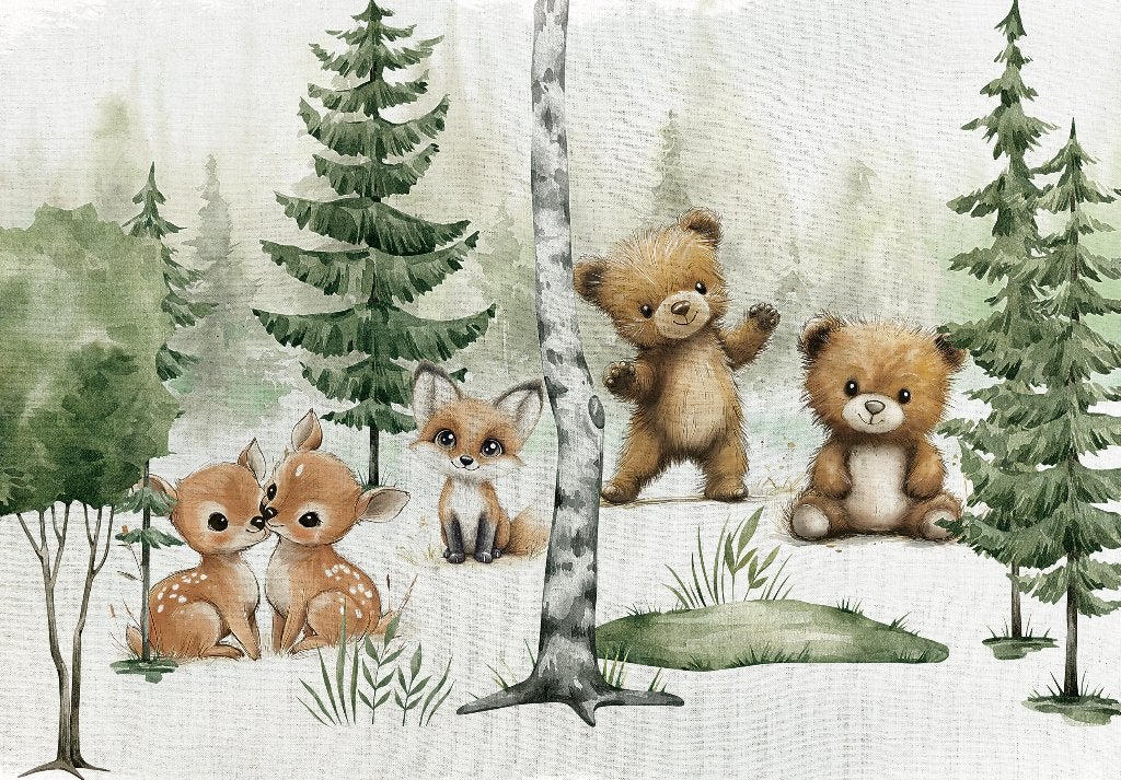 Bosdieren fotobehang Cuties, Beren, Muurdeco4kids, Verzenden, Nieuw