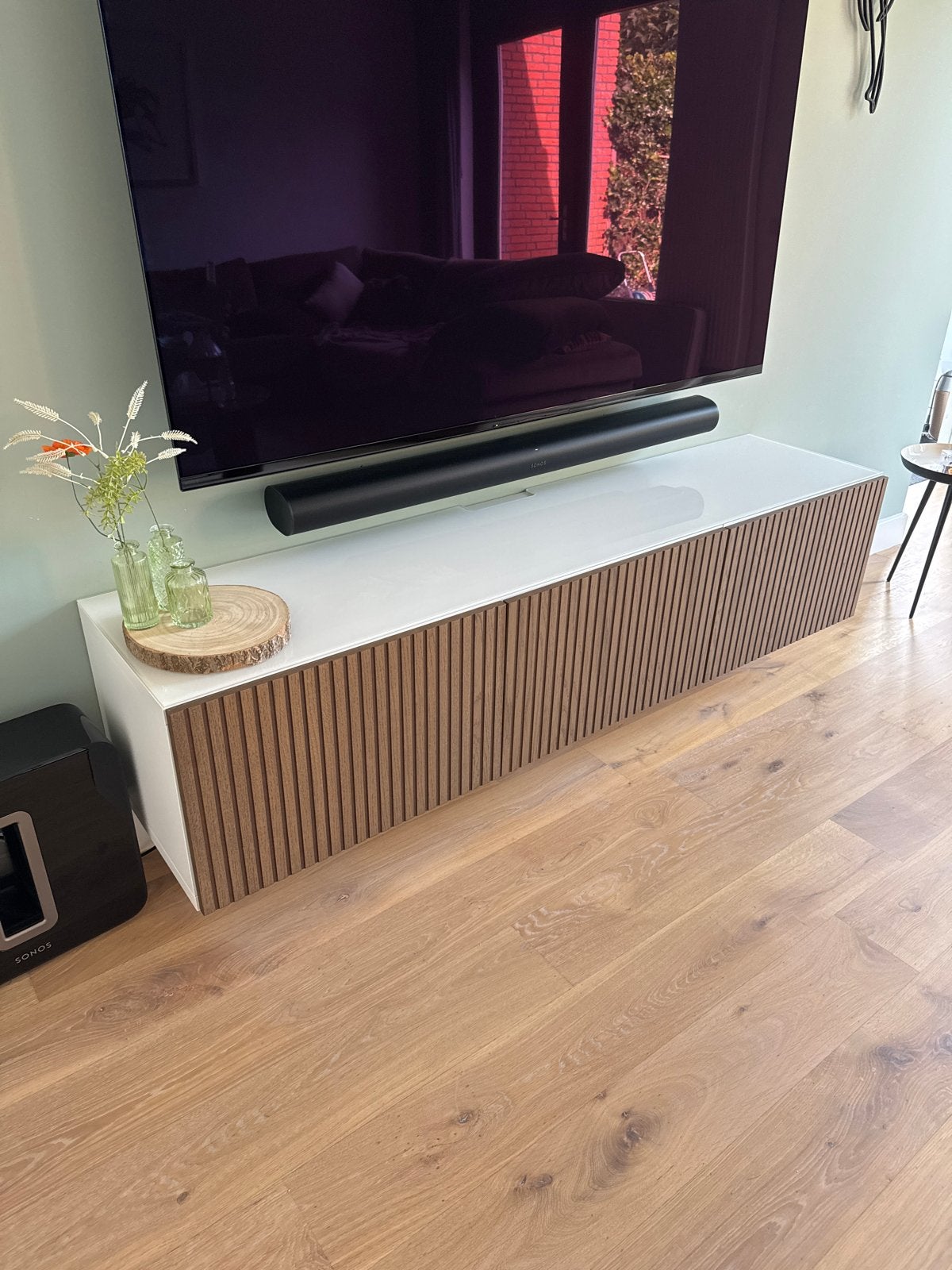 Ikea TV-meubel met 3 deurtjes, 180cm breed, Gebruikt, 150 tot 200 cm, Ophalen of Verzenden, Minder dan 100 cm