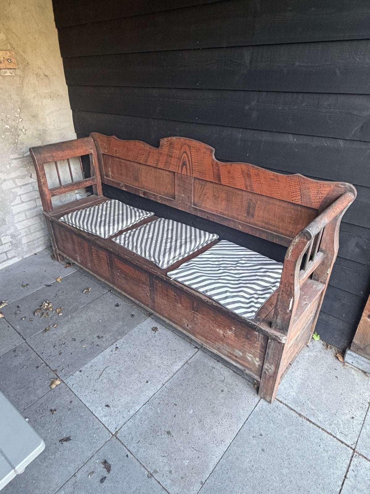 Antieke houten bank met opbergruimte, Antiek en Kunst, Ophalen