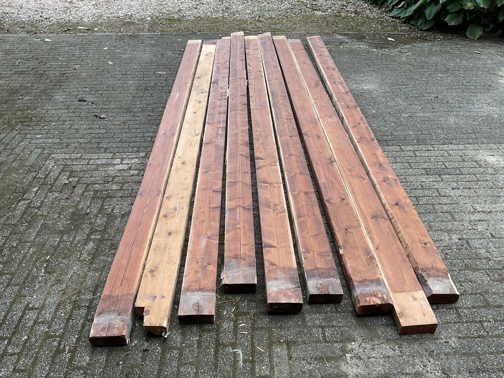 Houten balken geschaafd 3.50 meter lang. Kopmaat 6x14, Ophalen, Gebruikt, Balk, Vuren