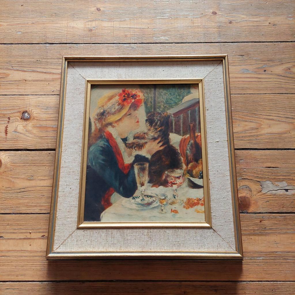 Lucky Vintage prent Renoir vrouw & hondje originele lijst, Ophalen of Verzenden