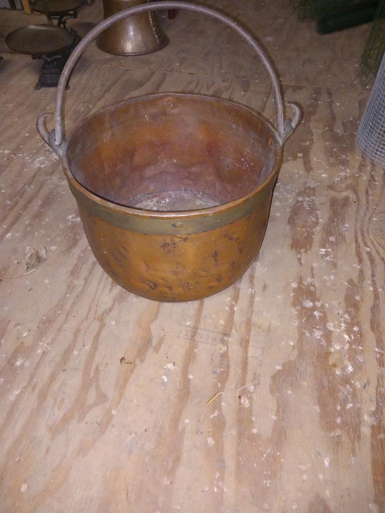 Koperen bak met hengsel., Antiek en Kunst, Antiek | Koper en Brons, Ophalen