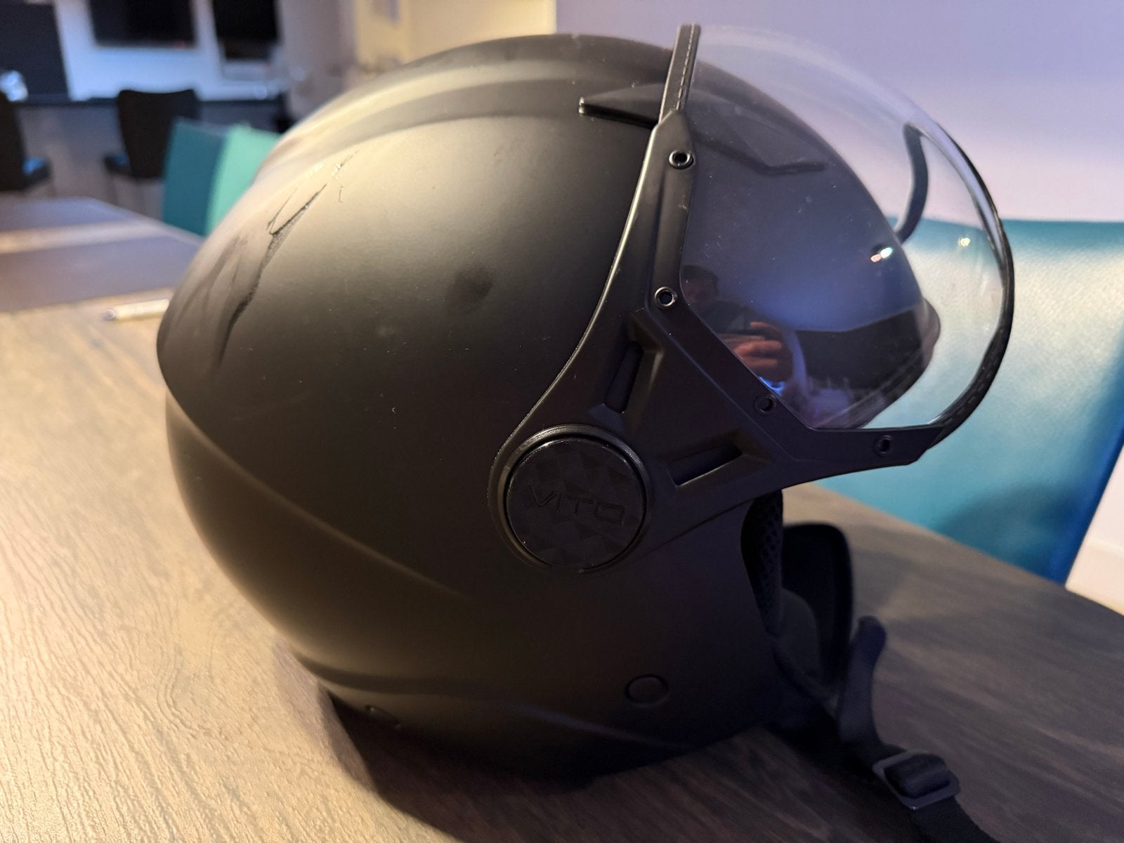 Vito XL Helm - Mat Zwart Scooterhelm met Vizier, Ophalen of Verzenden, Gebruikt, Extra large of groter
