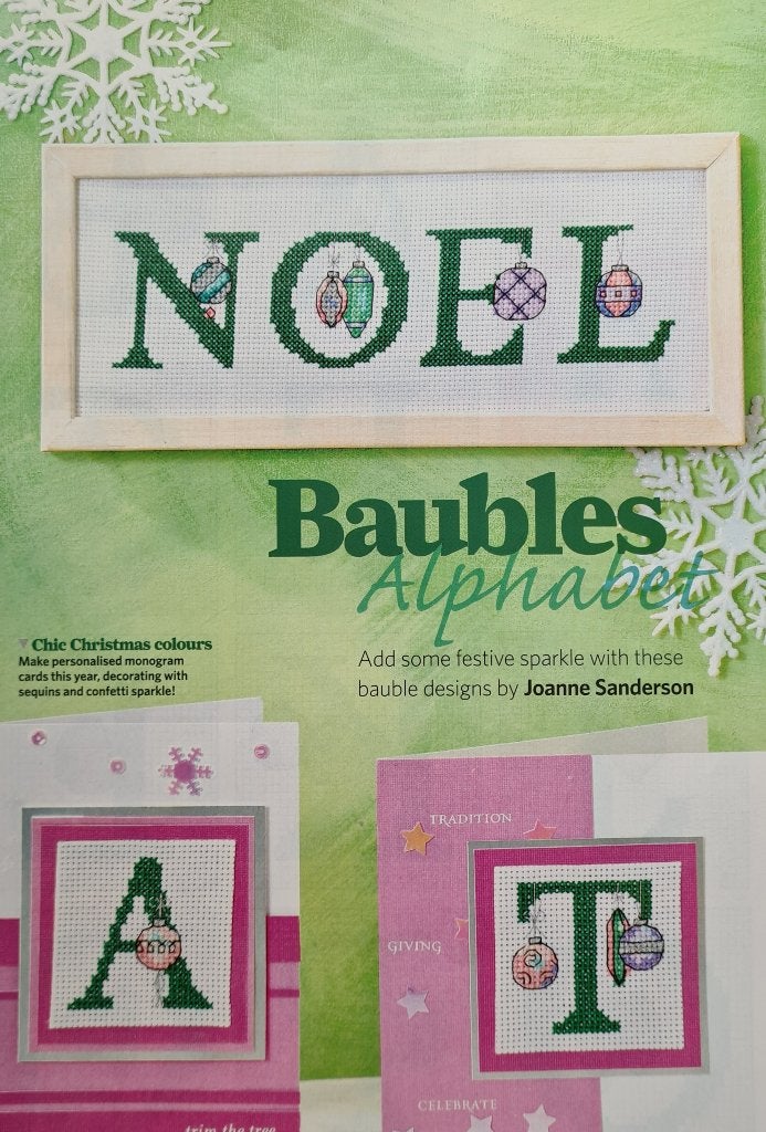 Kerst ornamenten alfabet + 0 t/m 9 borduurpatroon, Ophalen, Nieuw, Handborduren, Patroon