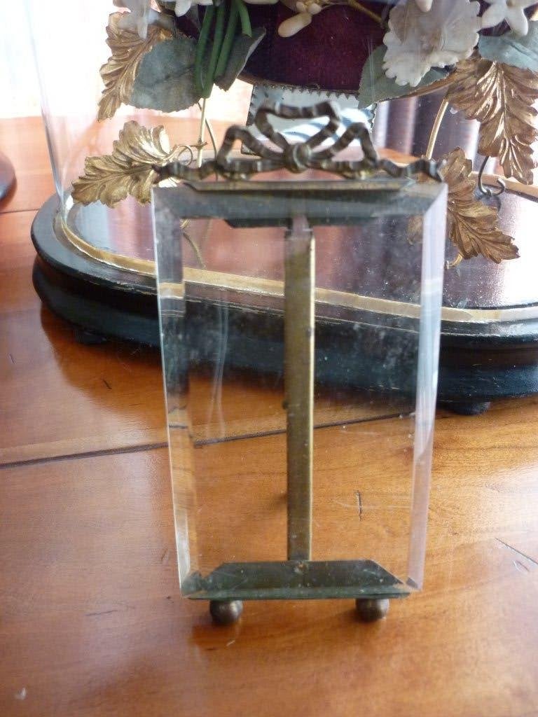 Antiek strik fotolijstje met geslepen glas., Verzenden