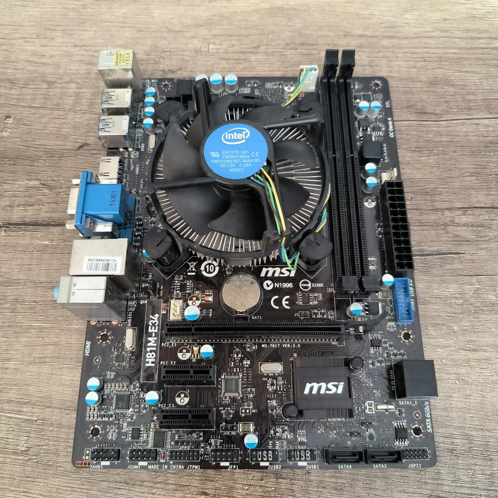 Msi H81M-E34. Met CPU., Computers en Software, Moederborden, Gebruikt, Intel, DDR3, Ophalen