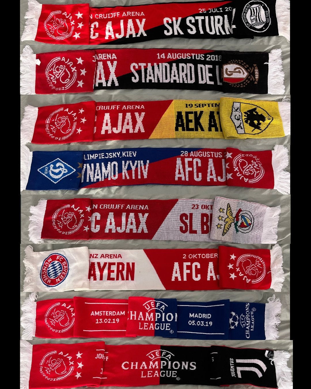 Ajax 2018/19 champions league match sjaals, Ophalen of Verzenden, Zo goed als nieuw, Ajax, Vaantje of Sjaal