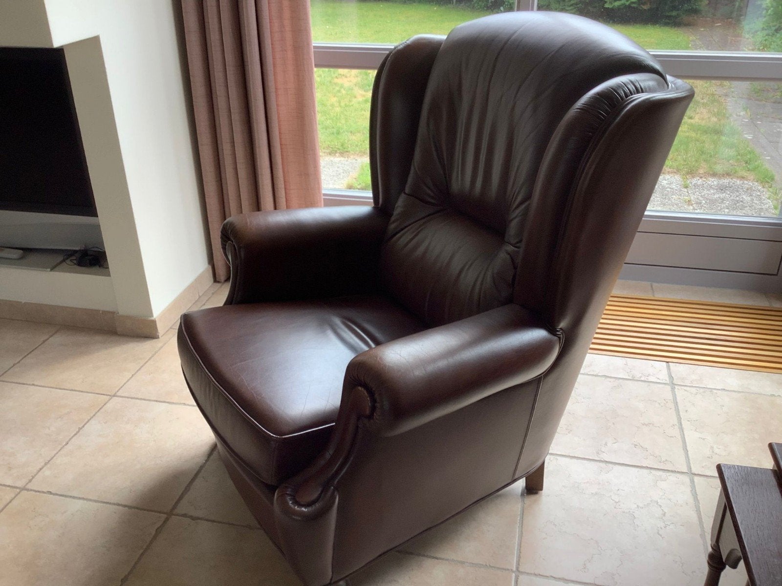 Leren fauteuil., Ophalen, Minder dan 75 cm, Leer, Zo goed als nieuw