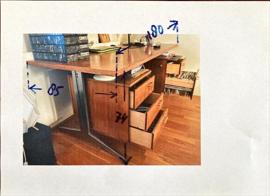 Bureau; groot met 2 ladeblokken, Antiek en Kunst, Ophalen