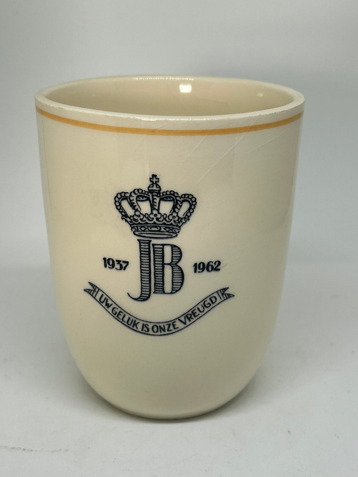 Beker - JB 1937 - 1962 Uw geluk is onze vreugd, Ophalen of Verzenden, Zo goed als nieuw, Nederland, Servies