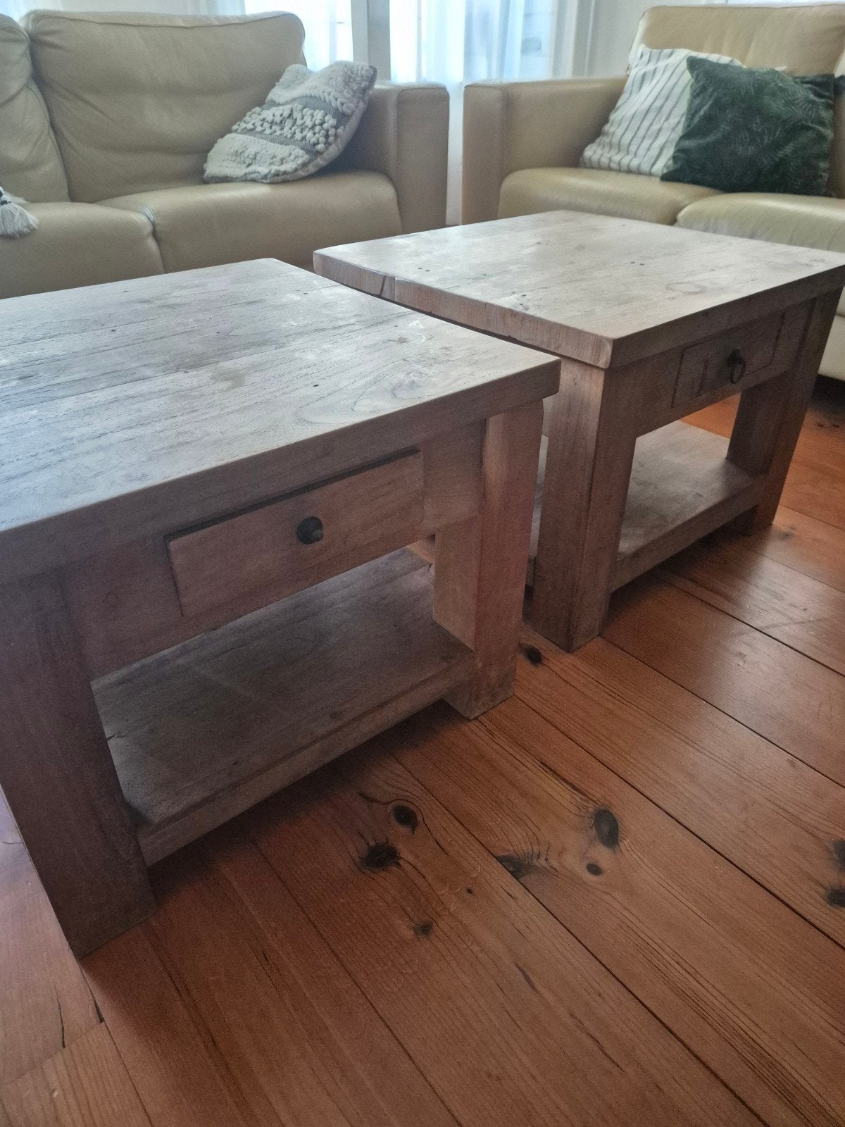 Teakhouten salontafels., Ophalen, 50 tot 100 cm, 50 tot 100 cm, Zo goed als nieuw
