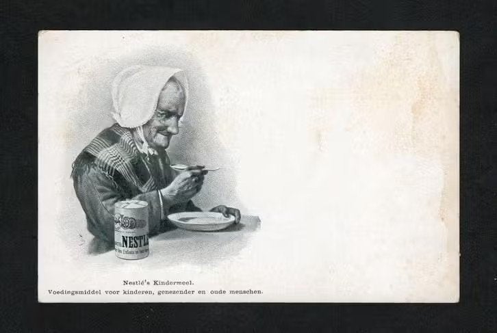 Nestlé's Kindermeel Reclamekaart Voedingsmiddel Kinderen., Verzamelen, Ophalen of Verzenden, Voor 1920, Ongelopen, Cultuur en Media