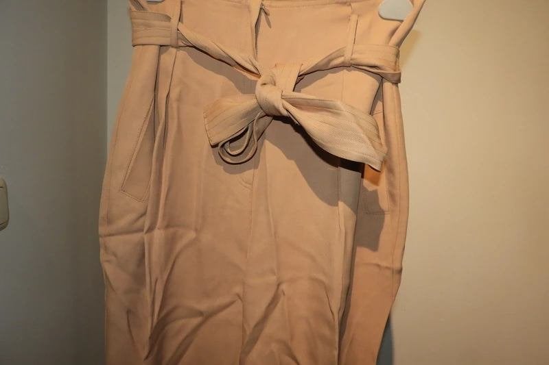 Elisabetta Franchi camel baggy broek brede strikband IT 46, Kleding | Dames, Maat 38/40 (M), Bruin, Zo goed als nieuw, Lang